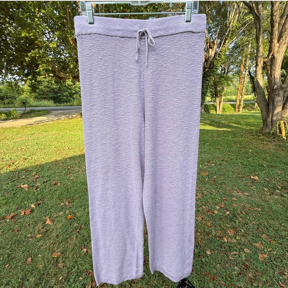 FP Beach Free People Lavender Knit Wide Leg Lounge Pants OB1800301 Purple XL Y2K